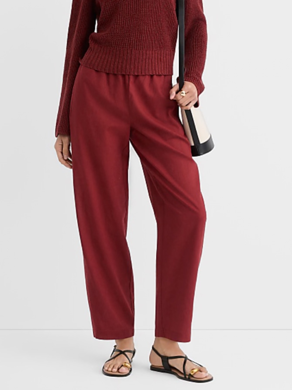 Pull On Barrel Pants in Burgundy